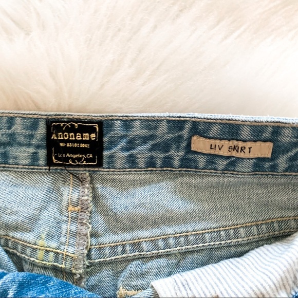 Anoname Denim Raw hem Medium Washed Mini Skirt Size 28 - Picture 3 of 8